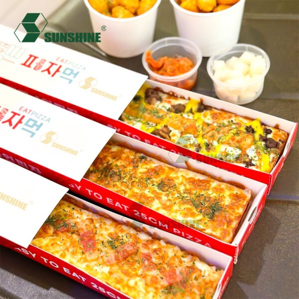 Custom Design Single Slice Pizza Hotdog Tray Cardboard Drawer Rectangle Sandwich Cheese Takeaway Delivery to Go Packaging Box