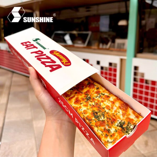 Custom Design Single Slice Pizza Hotdog Tray Cardboard Drawer Rectangle Sandwich Cheese Takeaway Delivery to Go Packaging Box - Image 3