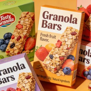 Custom Granola Bar Energy Bar Snack Packaging Box Folding Carton Retail Food Paper Box